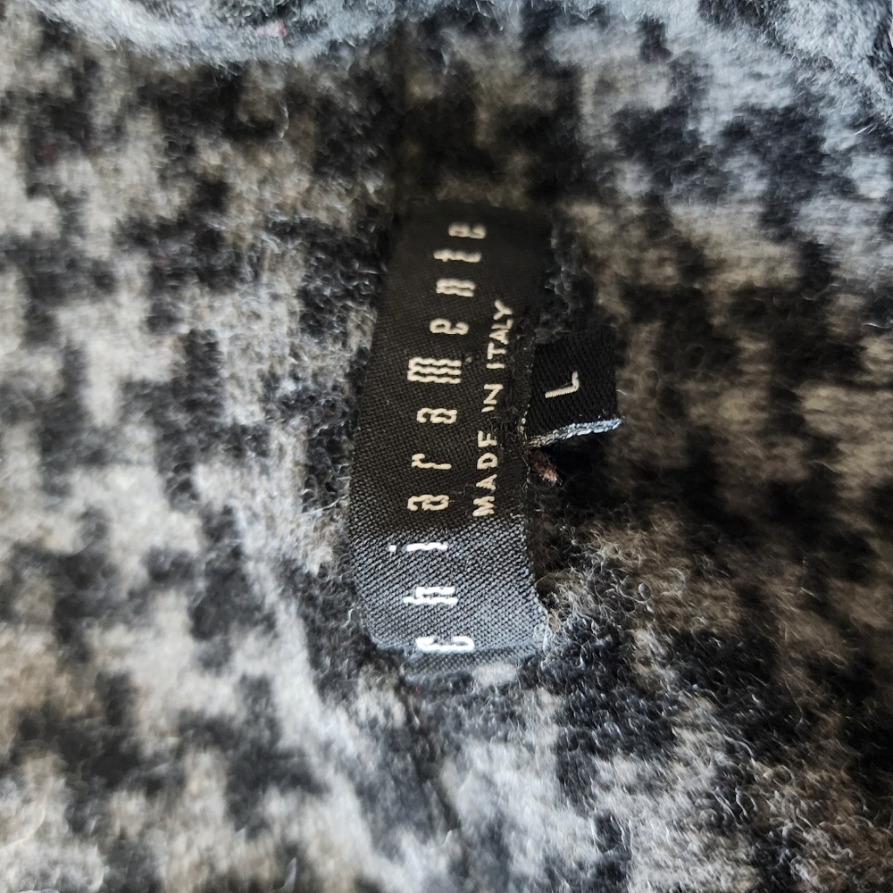 ChiaraMente Women’s Wool Open Cardigan Sweater Houndstooth Gray Large - Picture 9 of 12